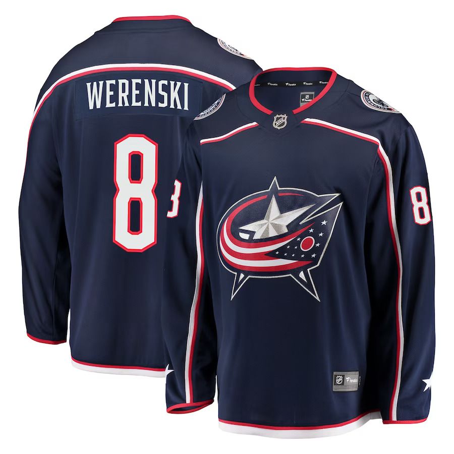 Men Columbus Blue Jackets #8 Zach Werenski Fanatics Branded Navy Breakaway NHL Jersey
